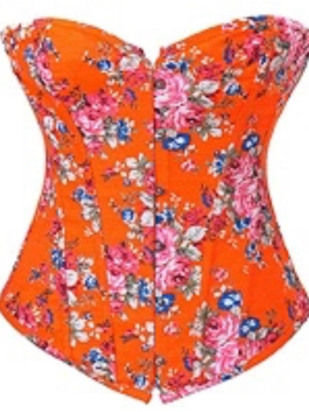 Orange floral outerwear corset hippie vibe boned M fits sz 6-8 no brand